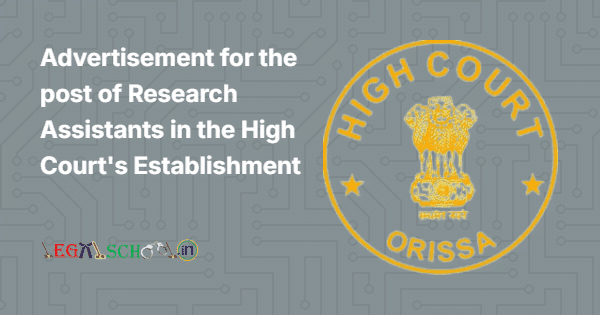 Advertisement for the post of Research Assistants in the High Court's Establishment