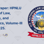 Call for Paper HPNLU Journal of Law, Business, and Economics, Volume-III 2024-2025