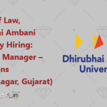 School of Law, Dhirubhai Ambani University Hiring Assistant Manager – Admissions (Gandhinagar, Gujarat)