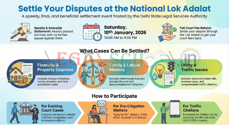 National Lok Adalat 2026 in Delhi Settle Your Cases on 10 January – Complete Guide by DSLSA