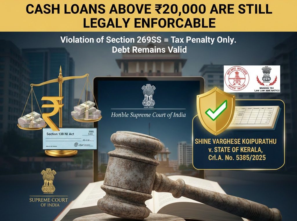 Supreme Court Ruling Cash Loans Above ₹20,000 Remain Legally Enforceable, 2025