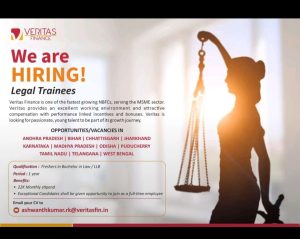 Veritas Finance Hiring Legal Trainees 2026 LLB Freshers Eligible Apply Now