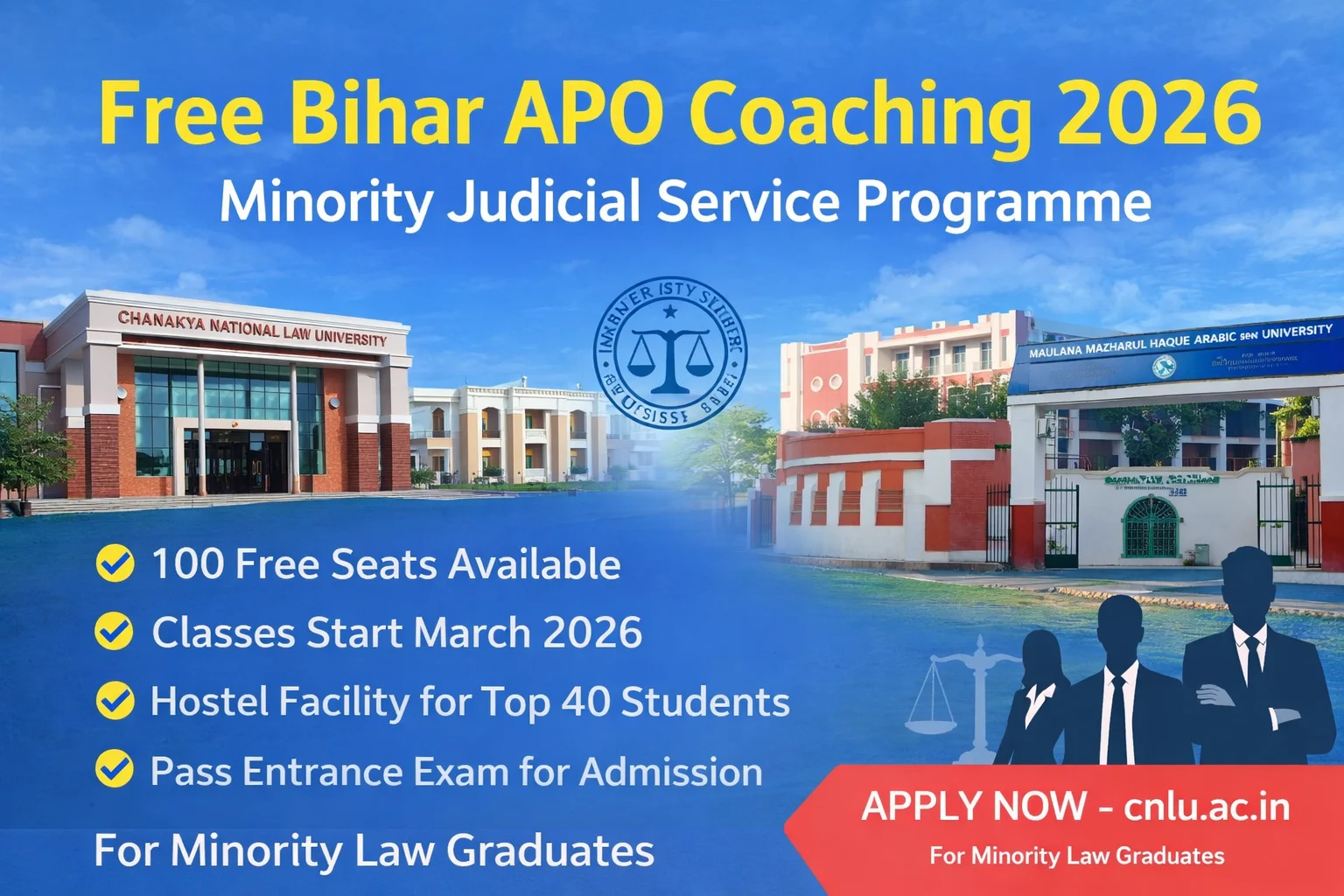 Free Bihar APO Coaching 2026: Minority Judicial Service Programme – Eligibility, Dates, and How to Apply