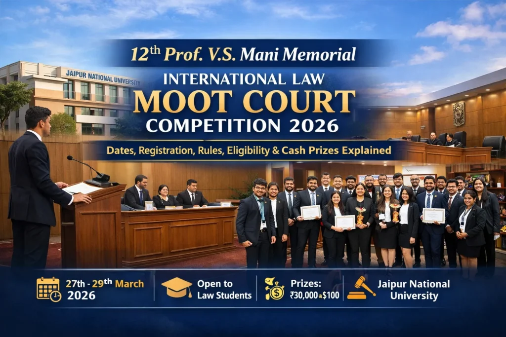 12th Prof. V.S. Mani Memorial International Law Moot Court Competition 2026: Registration, Rules, Eligibility, and Cash Prizes