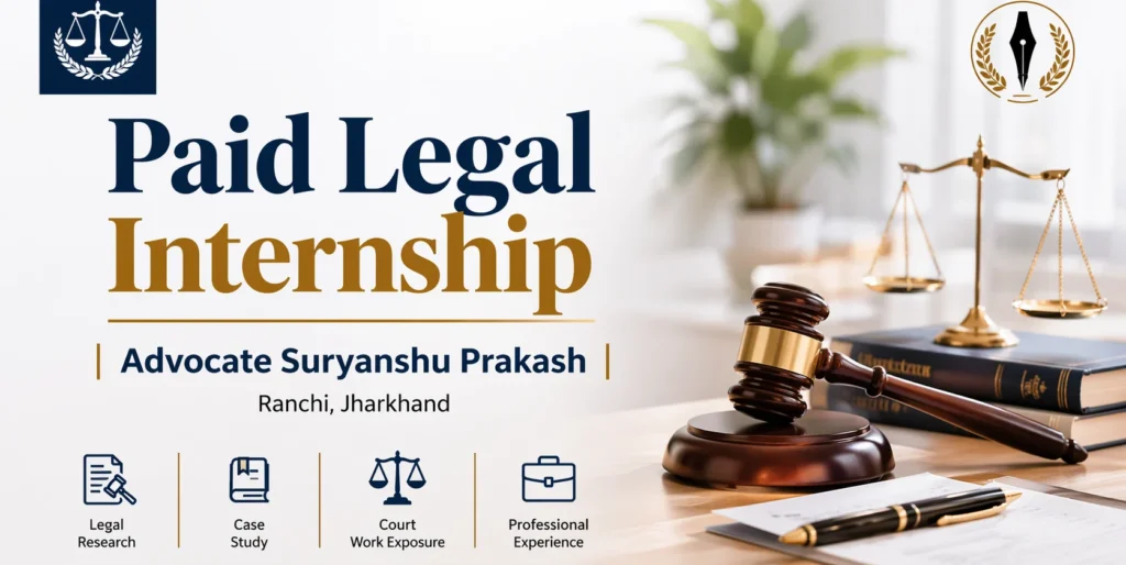 Paid Legal Internship Advocate Suryanshu Prakash Ranchi, Jharkhand