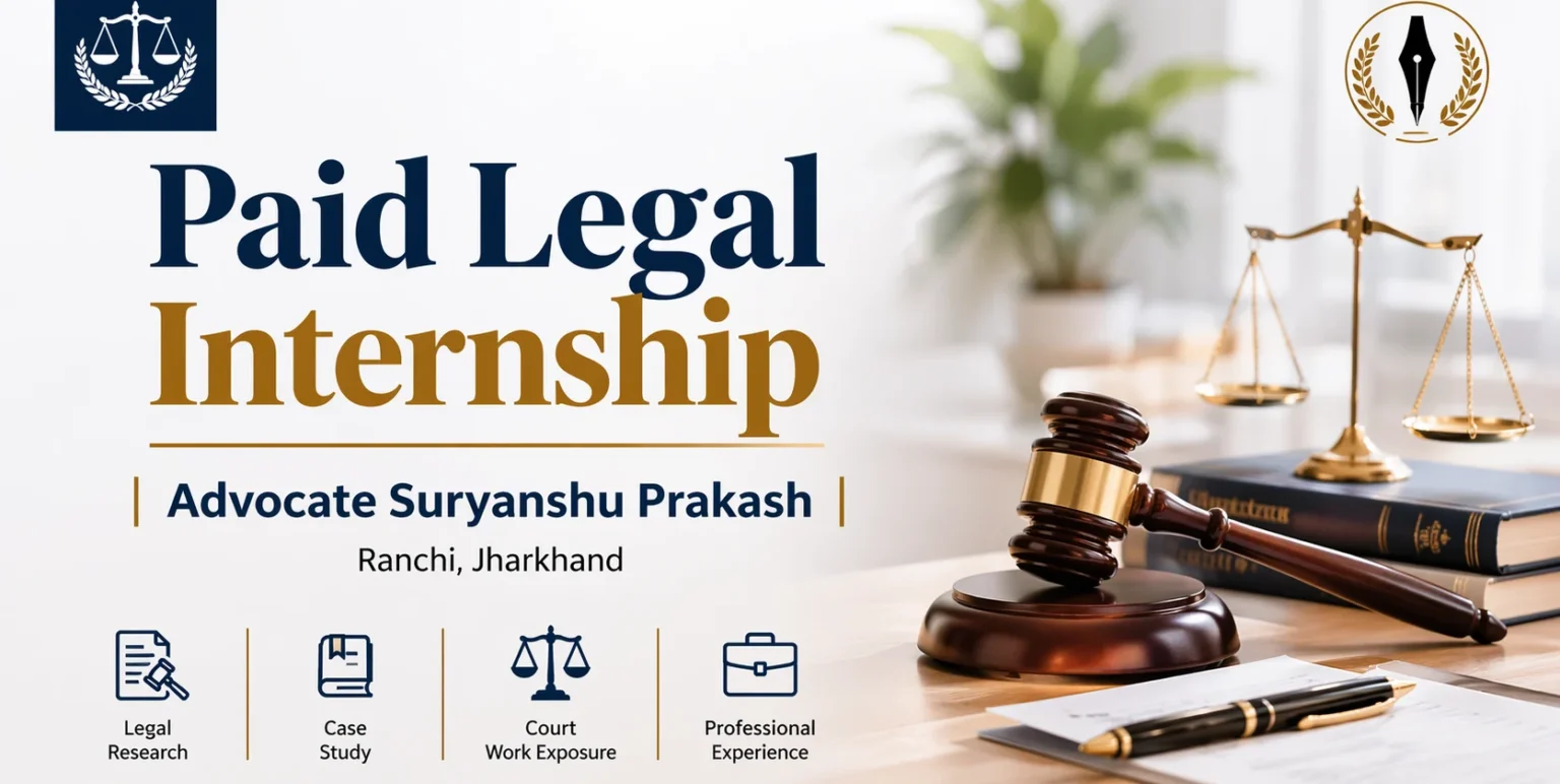 Paid Legal Internship Advocate Suryanshu Prakash Ranchi, Jharkhand