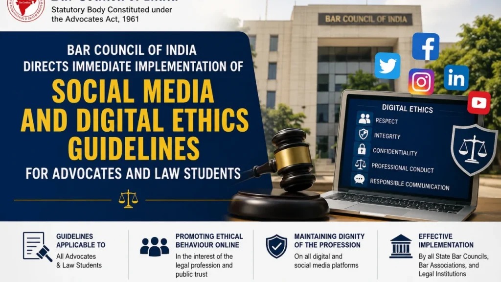 Bar Council of India Orders Immediate Implementation of Social Media Conduct and Digital Ethics Guidelines for Advocates and Law Students