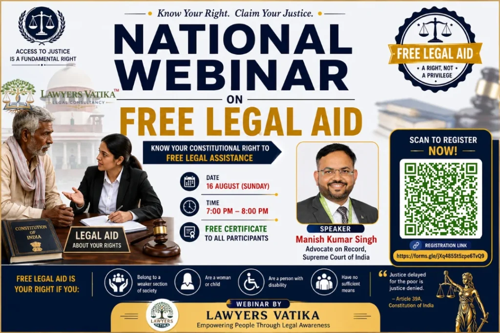 Online Webinar on Free Legal Aid under Article 39A of the Indian Constitution | Lawyers Vatika