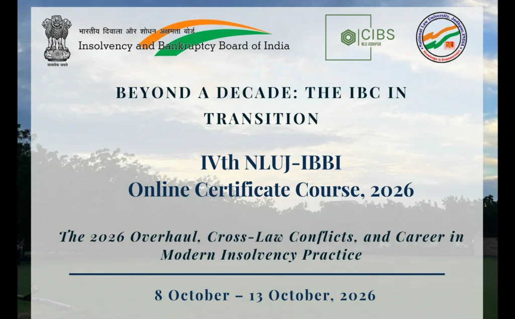 Fourth NLUJ-IBBI Online Certificate Course 2026: Apply, Fees & Dates
