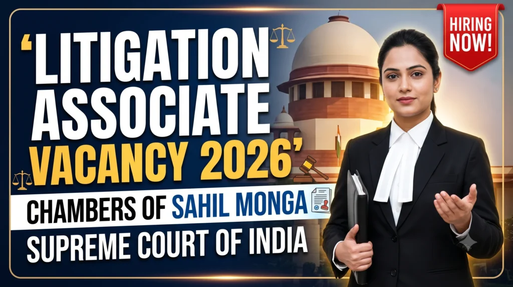 Litigation Associate Vacancy 2026 at Chambers of Sahil Monga, Supreme Court of India
